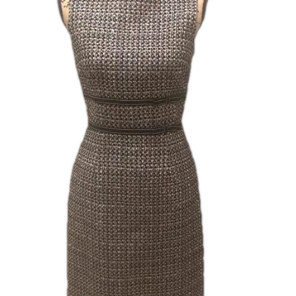 David Meister Black and tan Textured Midi Dress size 4 EA018 - Picture 2 of 10